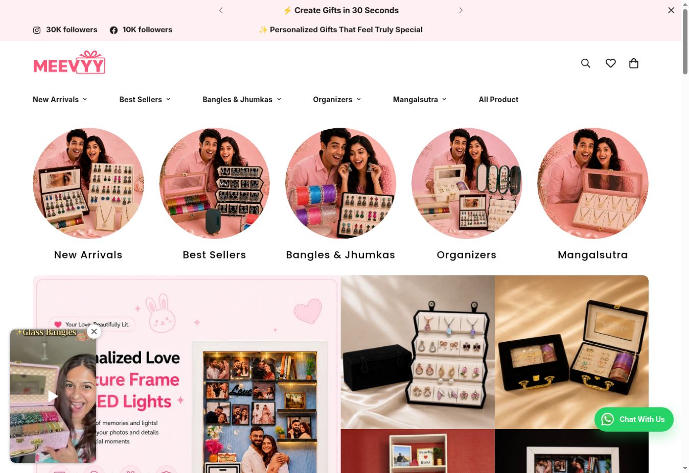 Meevyy website homepage