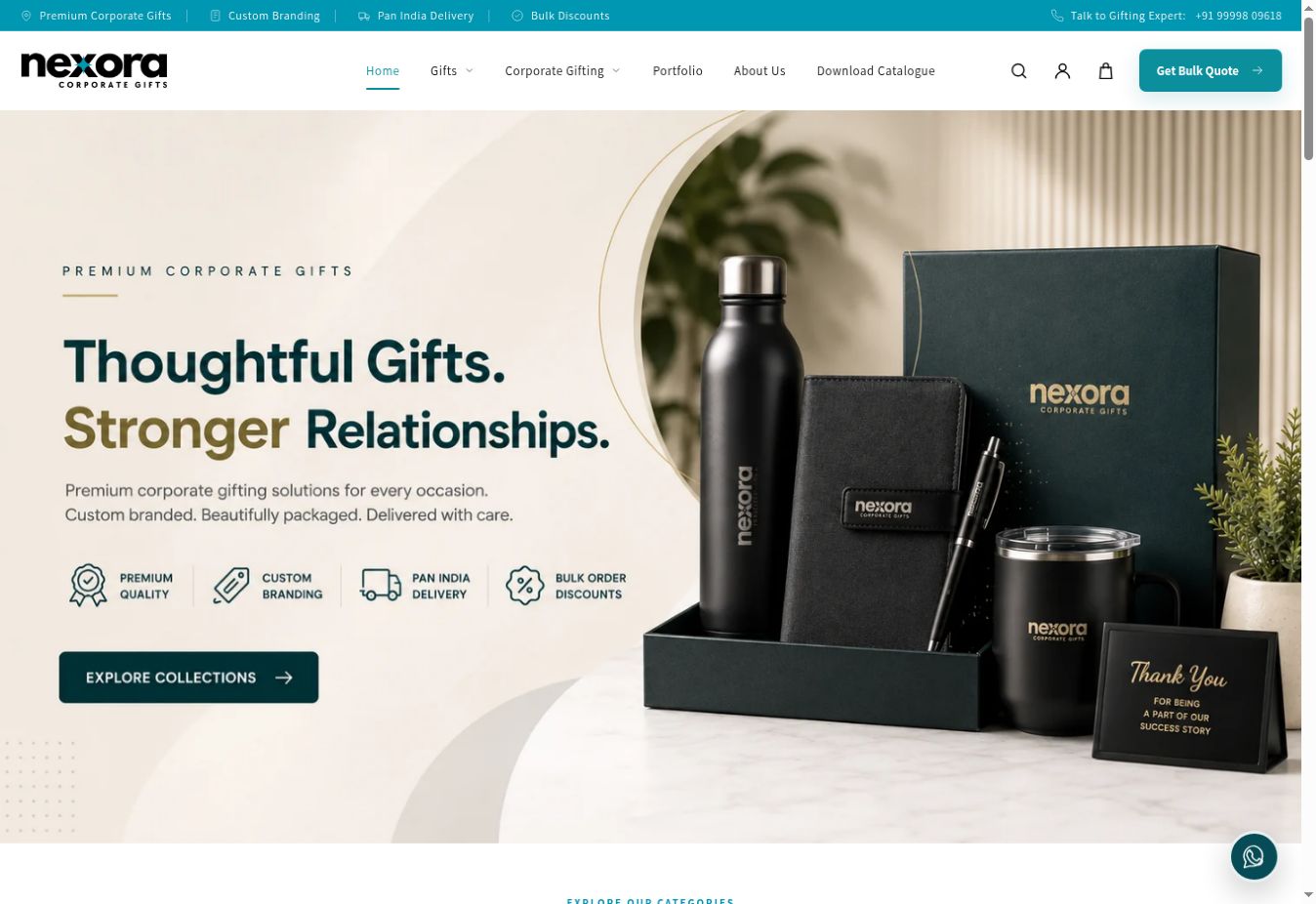 Nexora Gifts website homepage